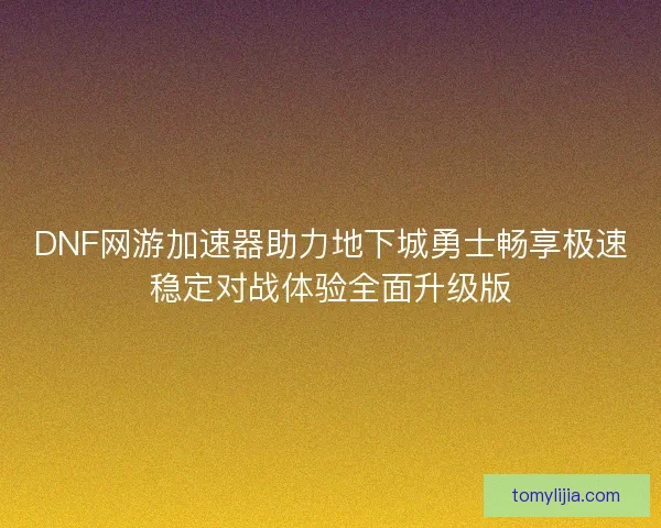 DNF网游加速器助力地下城勇士畅享极速稳定对战体验全面升级版